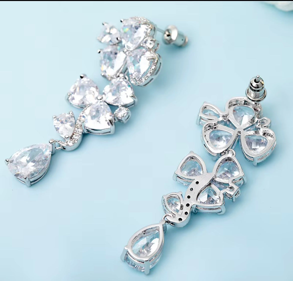 Tessa Teardrop Cut CZ Earrings