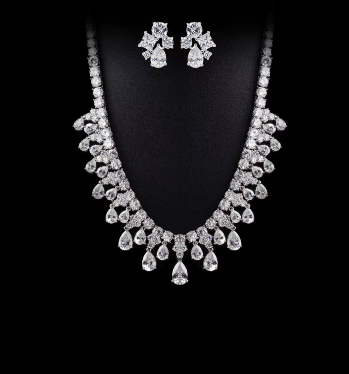 Hannah Cut Palladium Plated CZ Set