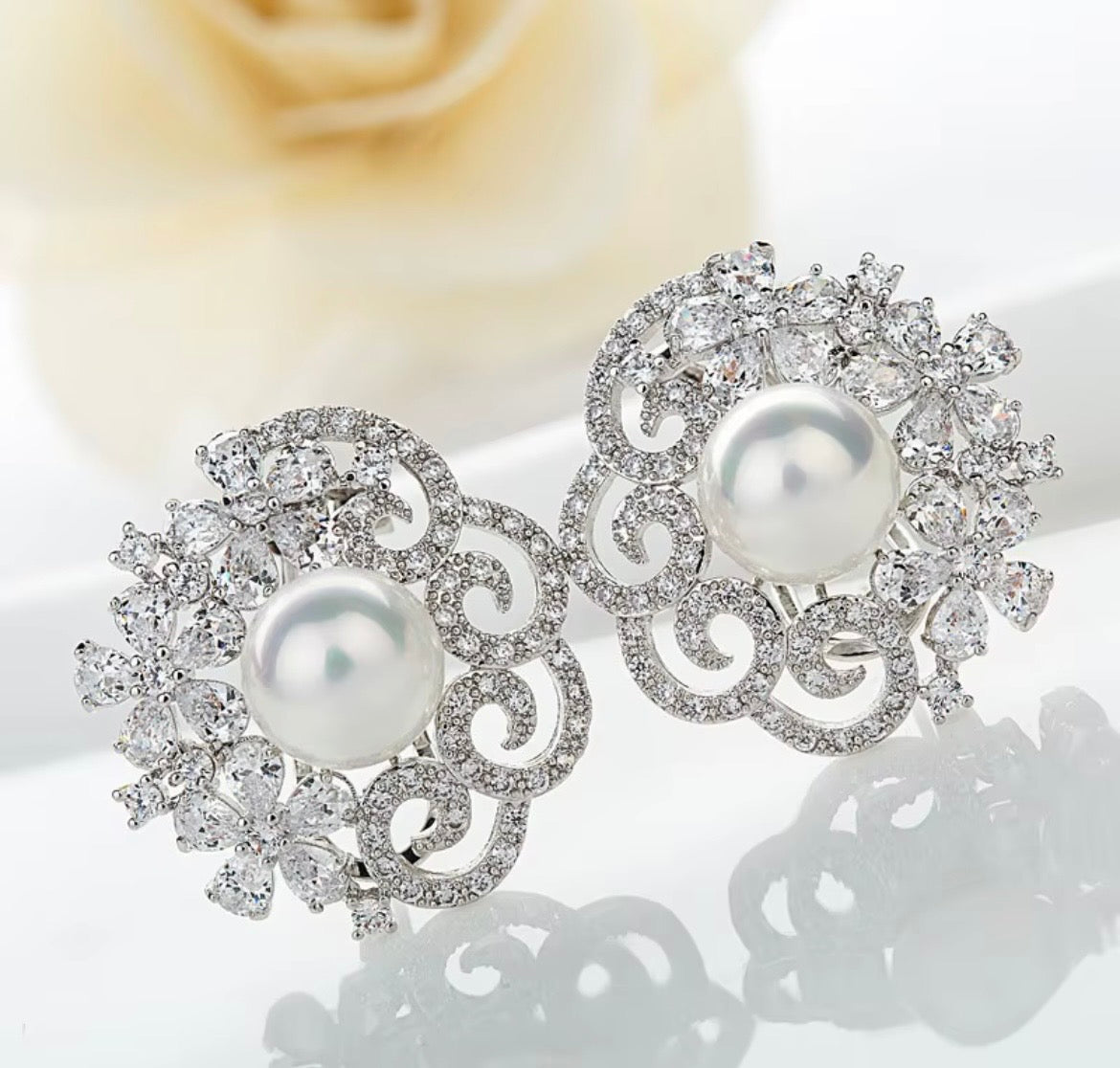 Lucy Pearl & CZ Earrings