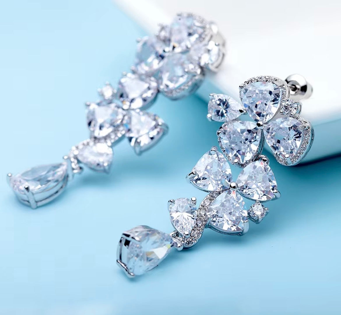 Tessa Teardrop Cut CZ Earrings