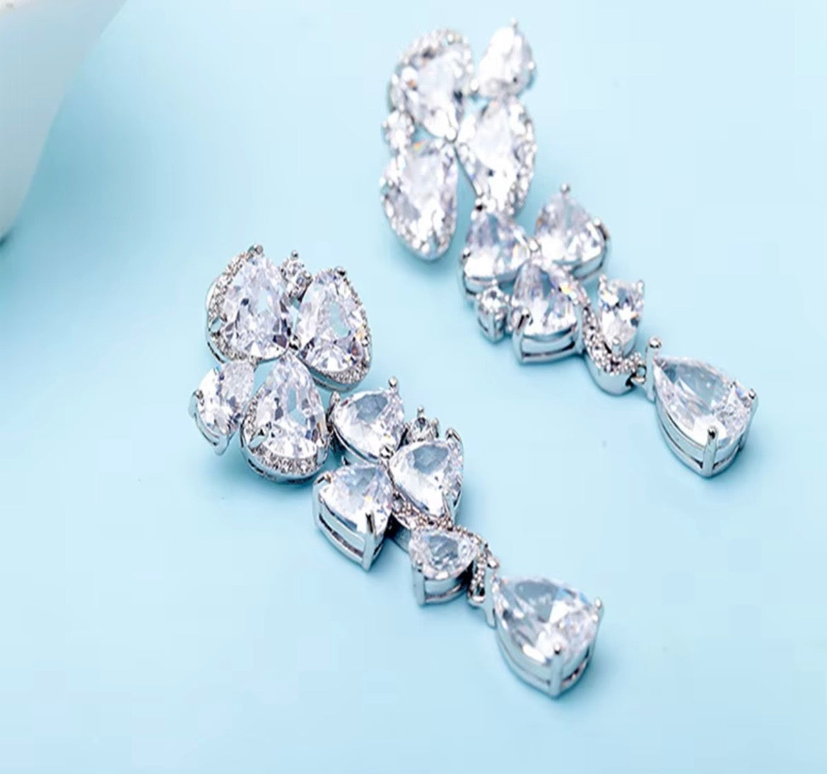 Tessa Teardrop Cut CZ Earrings