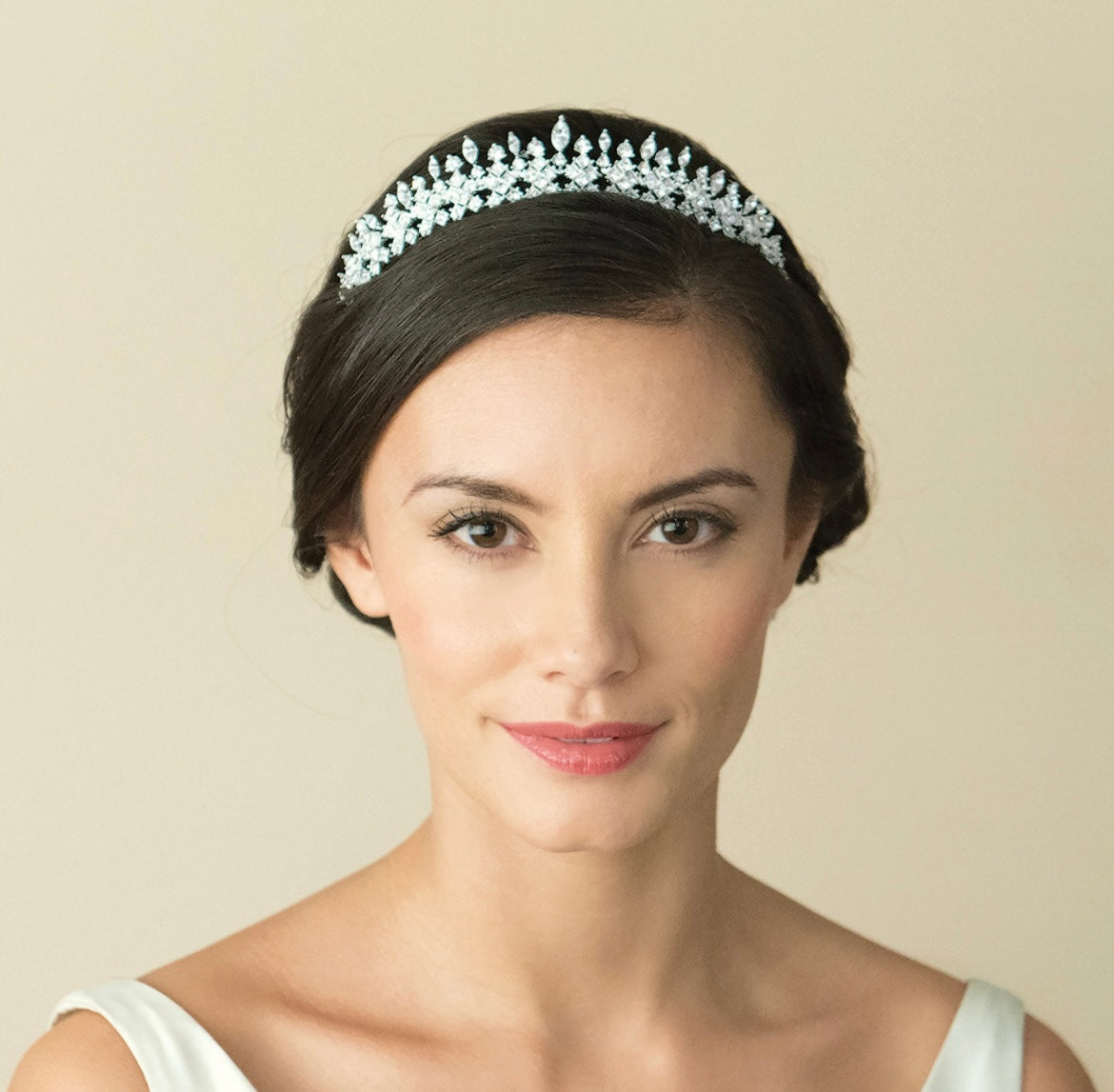 Romanov silver crystal fringe tiara