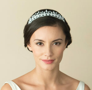 Romanov silver crystal fringe tiara