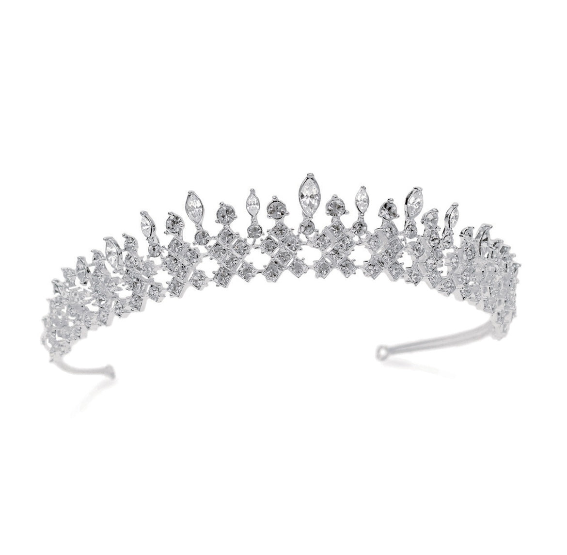 Romanov silver crystal fringe tiara